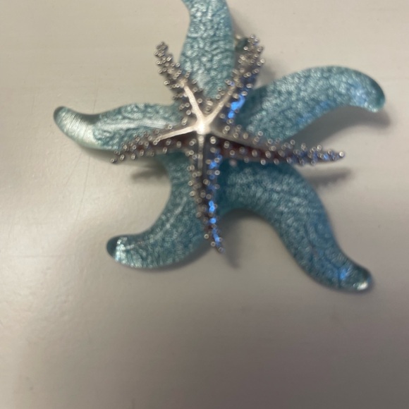 Blue Starfish Pendant Necklace on Turquoise Silk Cord up to  17 in  NNT - Picture 5 of 10